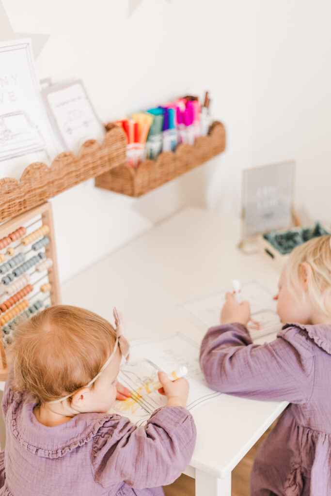 Children in art class coloring at Zionsville social club