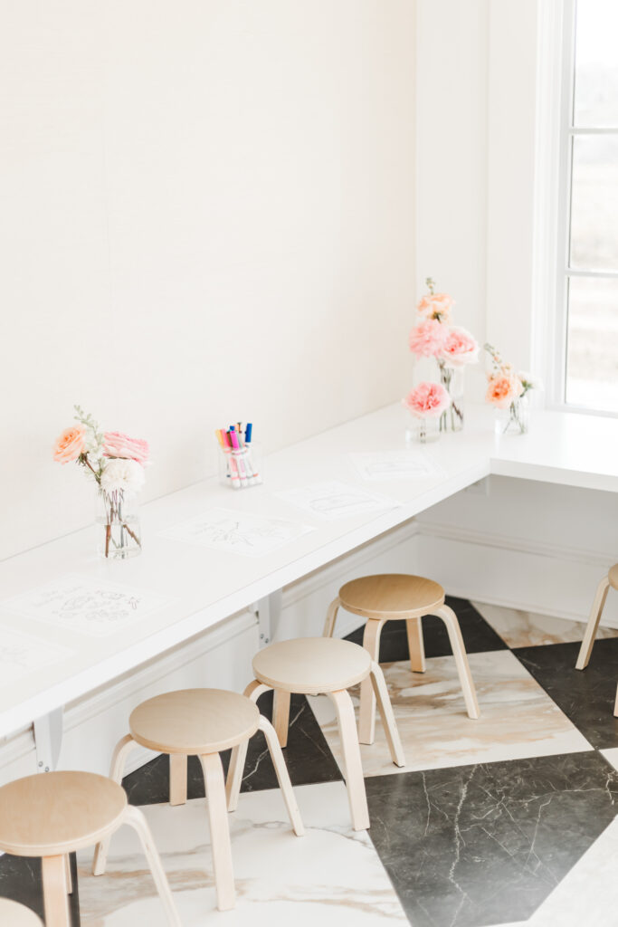 Playroom and class space at The Bunny Hive Zionsville captured by Kelly White Photography