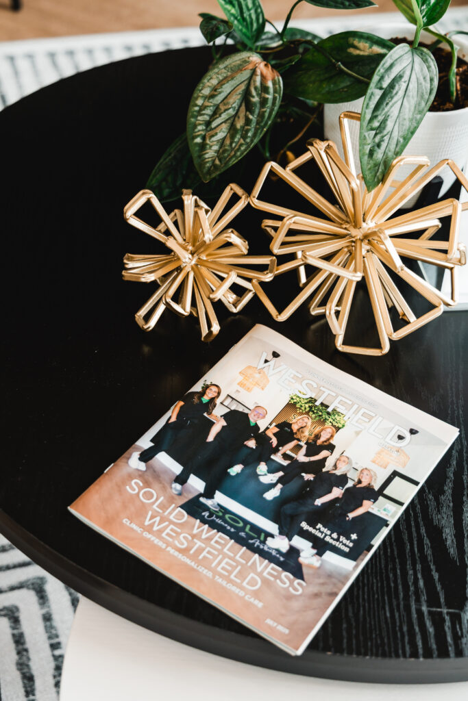 Solid Wellness Westfield pamphlet on table at brand shoot